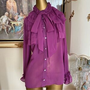 River Island Ruffle Bow Tie Blouse